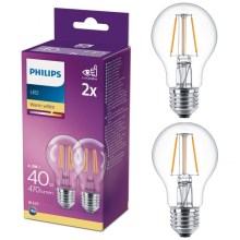 SET 2x LED Bulb VINTAGE Philips A60 E27/4,3W/230V 2700K
