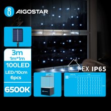 Aigostar - LED Solar Christmas chain 100xLED/8 functions 4x1m IP65 cool white