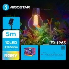 Aigostar - LED Solar decorative chain 10xLED/8 functions 5,5m IP65 multicolor