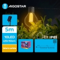 Aigostar - LED Solar decorative chain 10xLED/8 functions 5,5m IP65 warm white