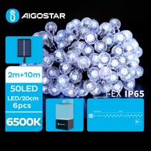 Aigostar - LED Solar decorative chain 50xLED/8 functions 12m IP65 cool white