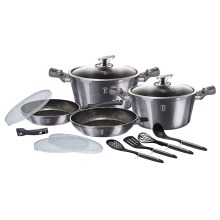 BerlingerHaus - Set of cookware with marble surface 13 pcs grey