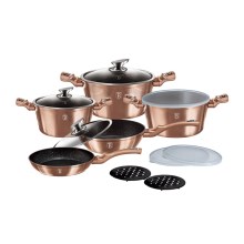 BerlingerHaus - Set of cookware with marble surface 13 pcs rose gold
