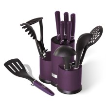 BerlingerHaus - Set of stainless steel knives and kitchen utensils 12 pcs purple/black
