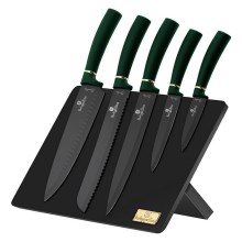 BerlingerHaus - Set of stainless steel knives with magnetic stand 6 pcs green/black