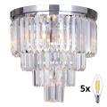 Brilagi - Crystal ceiling light MOZART 5xE14/40W/230V shiny chrome