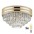 Brilagi - Crystal ceiling light VELURE 5xE14/40W/230V gold