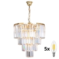 Brilagi - Crystal chandelier on a chain MOZART 5xE14/40W/230V gold