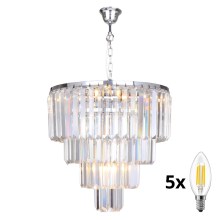 Brilagi - Crystal chandelier on a chain MOZART 5xE14/40W/230V shiny chrome