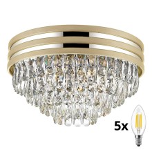 Brilagi - LED Crystal ceiling light VELURE 5xE14/40W/230V gold