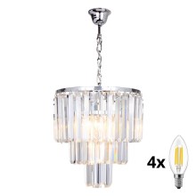 Brilagi - LED Crystal chandelier on a chain MOZART 4xE14/40W/230V shiny chrome