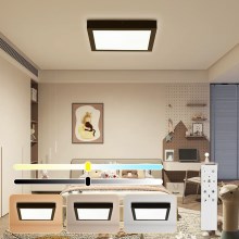 Brilagi - LED Dimmable bathroom ceiling light FRAME SMART LED/24W/230V 3000-6000K IP44 black + remote control