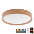 Brilagi - LED Dimmable ceiling light MANAROLA SMART LED/24W/230V 2700-6500K oak d. 41 cm Wi-Fi + remote control Tuya