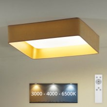 Brilagi - LED Dimmable ceiling light VELVET SQUARE LED/24W/230V 3000/4000/6500K + remote control beige