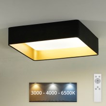 Brilagi - LED Dimmable ceiling light VELVET SQUARE LED/24W/230V 3000/4000/6500K + remote control black