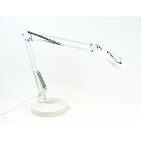 LED DESK LAMP WITH MAGNIFYING GLASS - DAYLIGHT- DIMMABLE - 3 DIOPTRE - 60  LED - WHITE