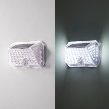 Brilagi - LED Solar wall light with sensor WALLIE LED/0,85W/3,7V 6500K IP65 silver