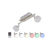 Briloner 2040-022 - LED RGB Dimming spotlight 2xLED/3,3W/230V + Remote control