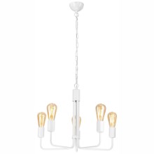 Chandelier on a chain TIFFANY 5xE27/60W/230V white