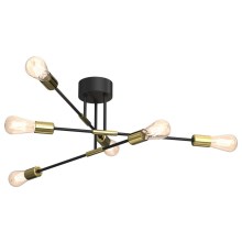 Chandelier on a pole FLAME 6xE27/60W/230V black/gold