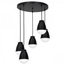 Chandelier on a string CARYON 5xE14/60W/230V black round