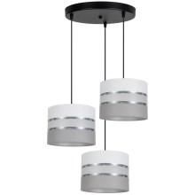 Chandelier on a string CORAL 3xE27/60W/230V white/grey