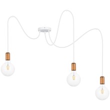 Chandelier on a string MIROS 3xE27/60W/230V white/copper