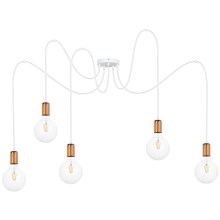 Chandelier on a string MIROS 5xE27/60W/230V white/copper