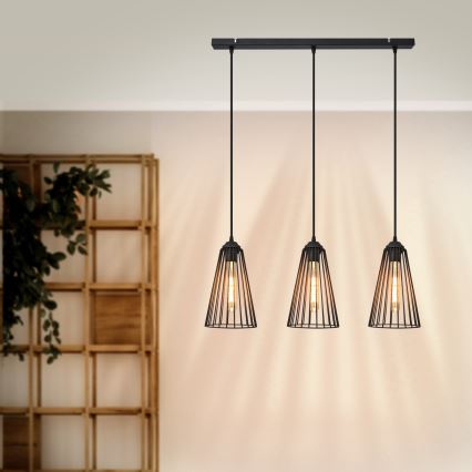 Chandelier on a string TORRI 3xE27/15W/230V black