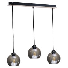 Chandelier on a string UNO WOOD 3xE27/60W/230V black/brown