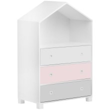 Children's cabinet MIRUM 126x80 cm white/grey/pink
