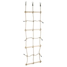 Climbing net with wooden rungs