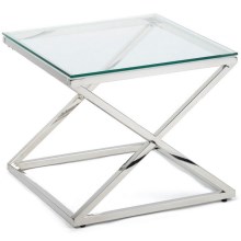 Coffee table SALIBA 50x50 cm chrome/clear