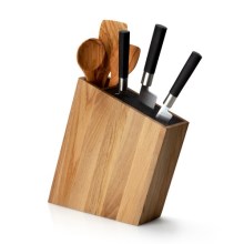 Continenta C4151 - Knife stand with a flexi insert and compartment 31x8x24,5 cm oak