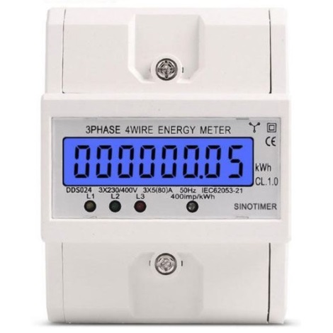 Digital three-phase electricity meter for DIN rail DDS024