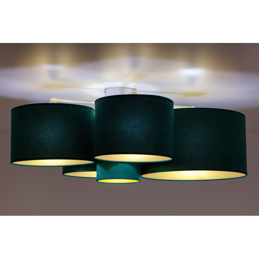 Duolla - Ceiling light ROLLER PENTO 5xE27/60W/230V green/gold