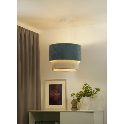 Duolla - Chandelier on a string CORDUROY 1xE27/15W/230V d. 40 cm blue/beige