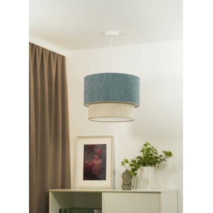 Duolla - Chandelier on a string CORDUROY 1xE27/15W/230V d. 40 cm blue/beige