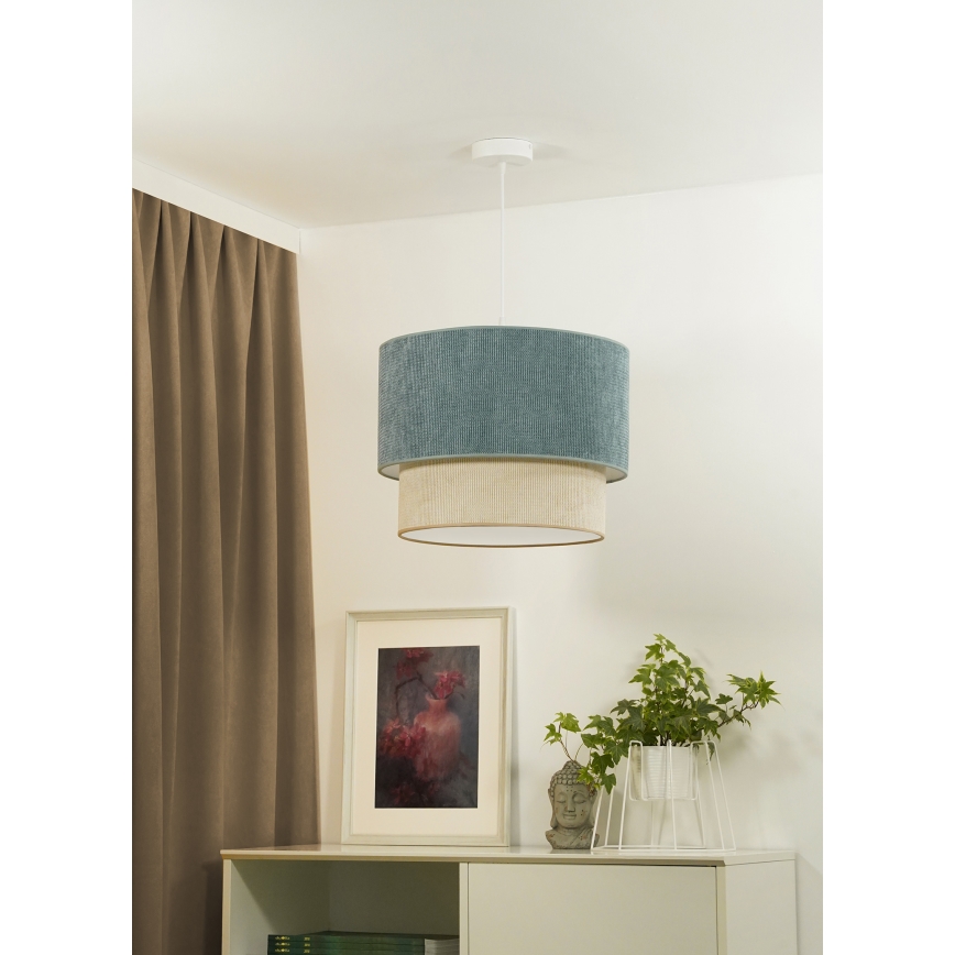 Duolla - Chandelier on a string CORDUROY 1xE27/15W/230V d. 40 cm blue/beige