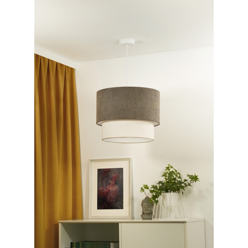 Duolla - Chandelier on a string CORDUROY 1xE27/15W/230V d. 40 cm brown/creamy