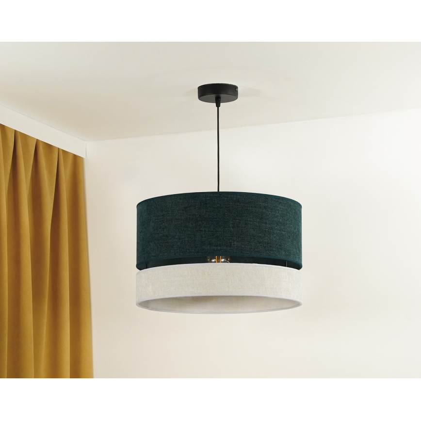 Duolla - Chandelier on a string DOUBLE 1xE27/15W/230V d. 40 cm green/grey