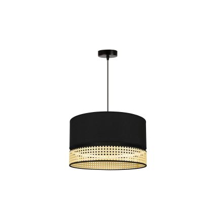 Duolla - Chandelier on a string DOUBLE RATTAN 1xE27/15W/230V d. 40 cm black/beige