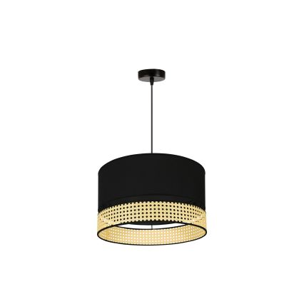 Duolla - Chandelier on a string DOUBLE RATTAN 1xE27/15W/230V d. 40 cm black/beige