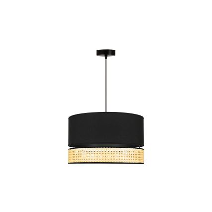 Duolla - Chandelier on a string DOUBLE RATTAN 1xE27/15W/230V d. 40 cm black/beige