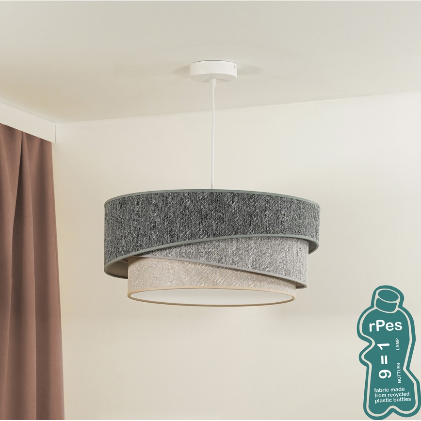 Duolla - Chandelier on a string KOBO ECO RECYCLING 1xE27/15W/230V d. 45 cm green/grey/creamy