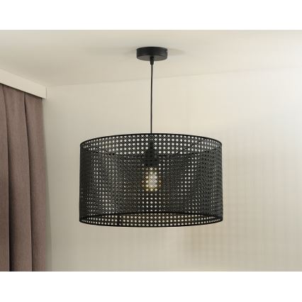 Duolla - Chandelier on a string ROLLER RATTAN 1xE27/15W/230V d. 45 cm black