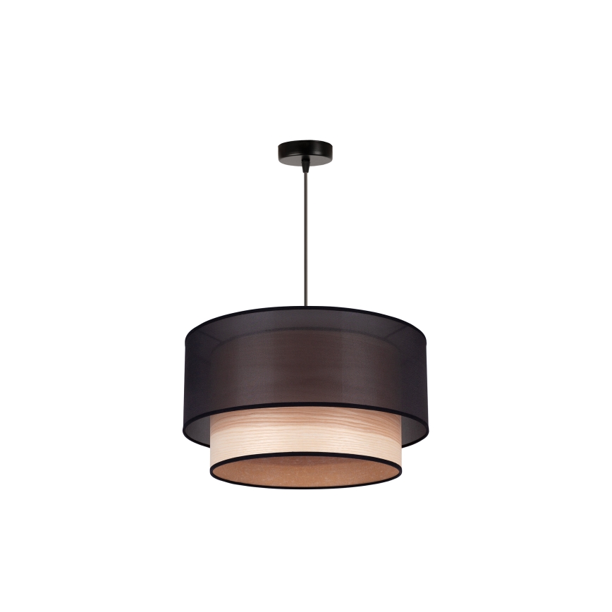 Duolla - Chandelier on a string WOOD BOHO 1xE27/15W/230V d. 45 cm black/beige