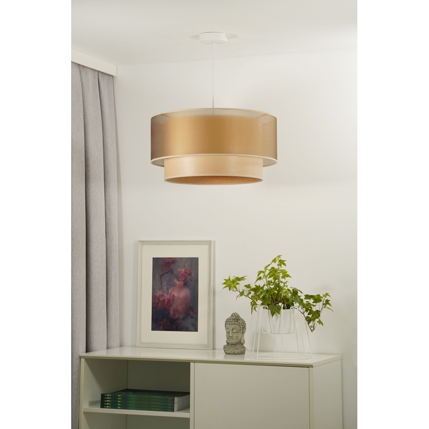 Duolla - Chandelier on a string WOOD BOHO 1xE27/15W/230V d. 45 cm copper/beige