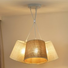 Duolla - Chandelier on a string YUTE ROSSA 3xE27/15W/230V grey/brown