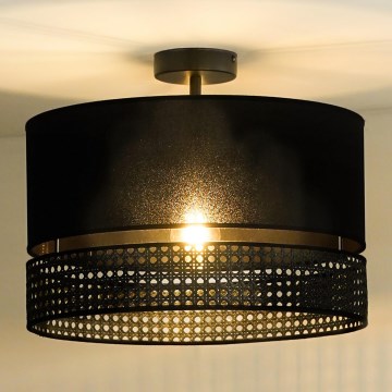 Duolla - Surface-mounted chandelier DOUBLE RATTAN 1xE27/15W/230V d. 40 cm black